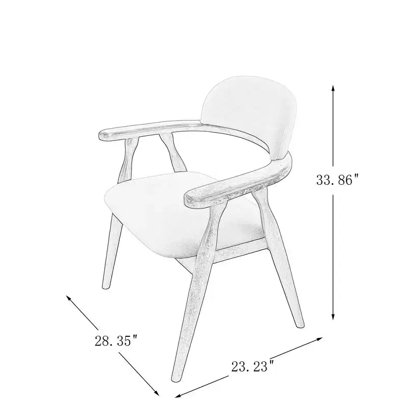 Sillas de comedor tapizadas de madera de caucho estilo casa de campo con respaldo curvo, juego de 2