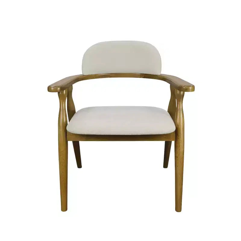 Sillas de comedor tapizadas de madera de caucho estilo casa de campo con respaldo curvo, juego de 2