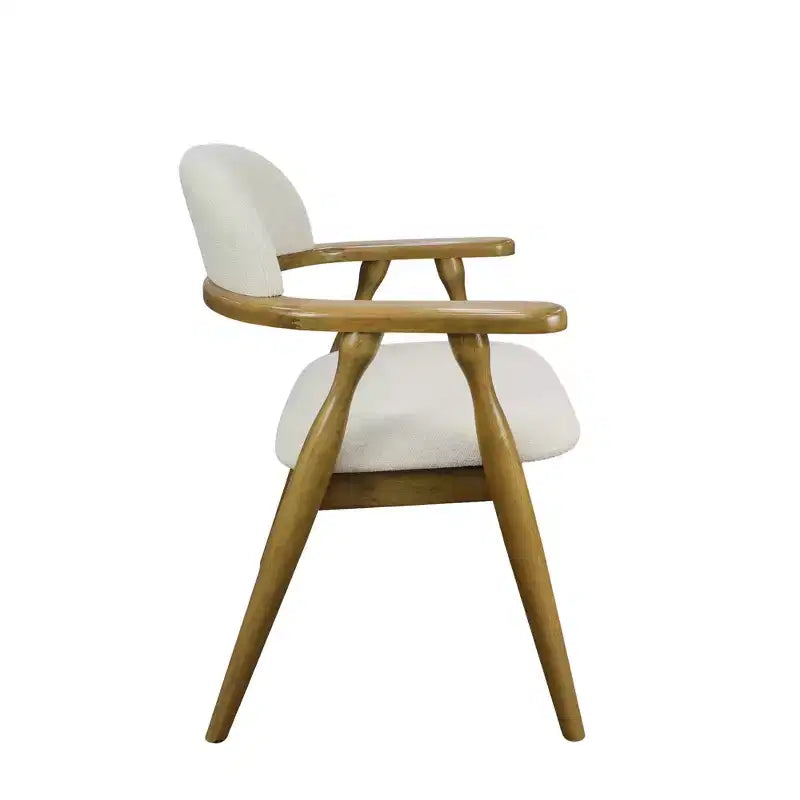 Sillas de comedor tapizadas de madera de caucho estilo casa de campo con respaldo curvo, juego de 2