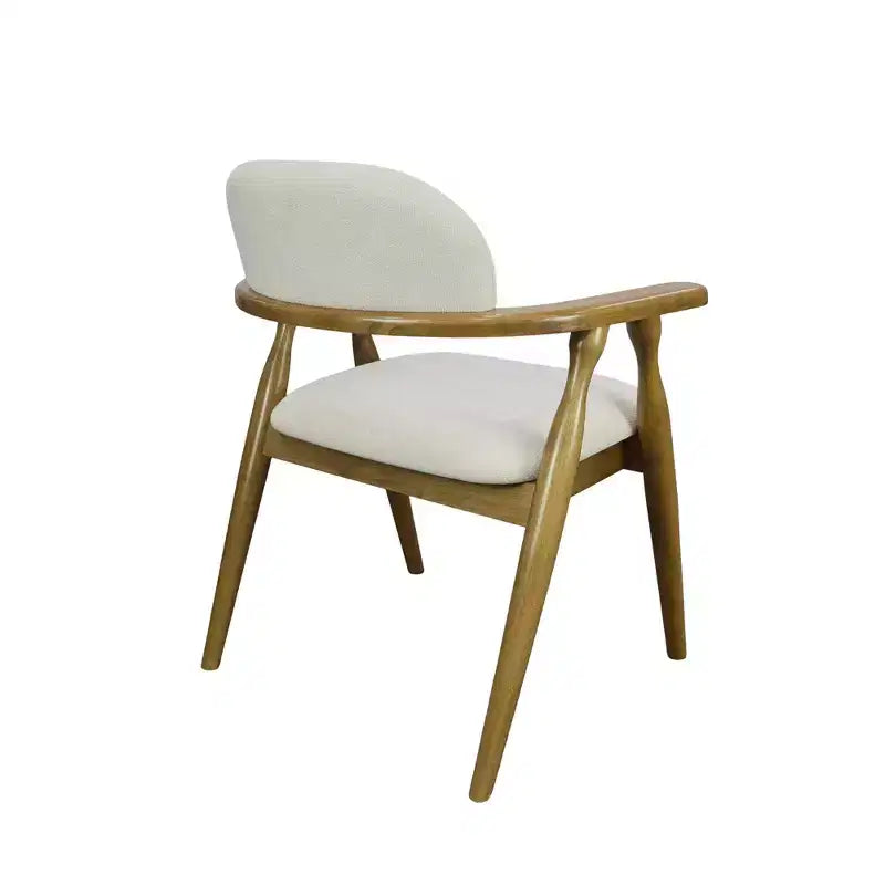 Sillas de comedor tapizadas de madera de caucho estilo casa de campo con respaldo curvo, juego de 2
