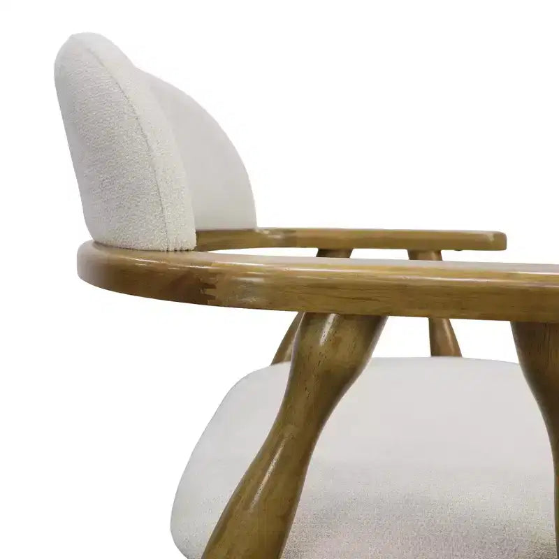 Sillas de comedor tapizadas de madera de caucho estilo casa de campo con respaldo curvo, juego de 2