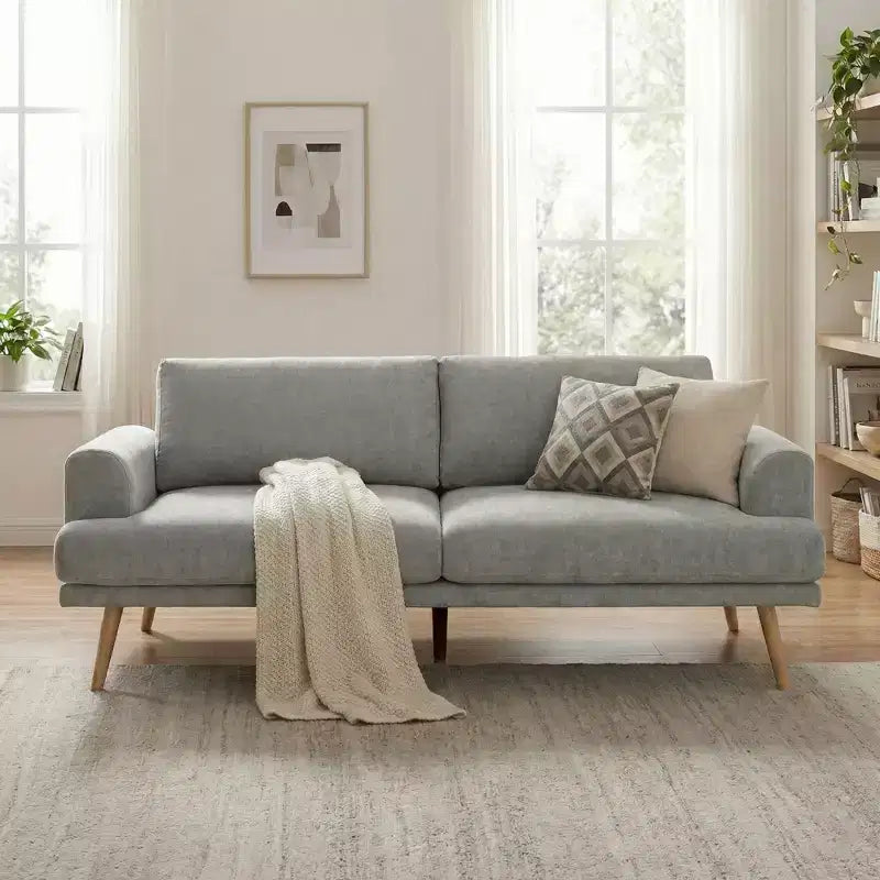 79.9 Sofa Couch for Living Room, 3-Seater Sofa with Rubberwood Legs, Sofa Chair for Home/Apartment, Gray - ModernLuxe