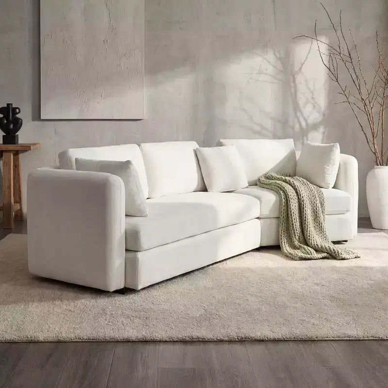 Christopher Knight Home Landon Modern 116.5 Upholstered Curved 3-Seater Modular Sofa with Movable Cushions and 2 Pillows