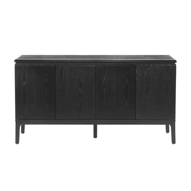 Aparador moderno de 4 puertas de 59" con patas de madera de caucho