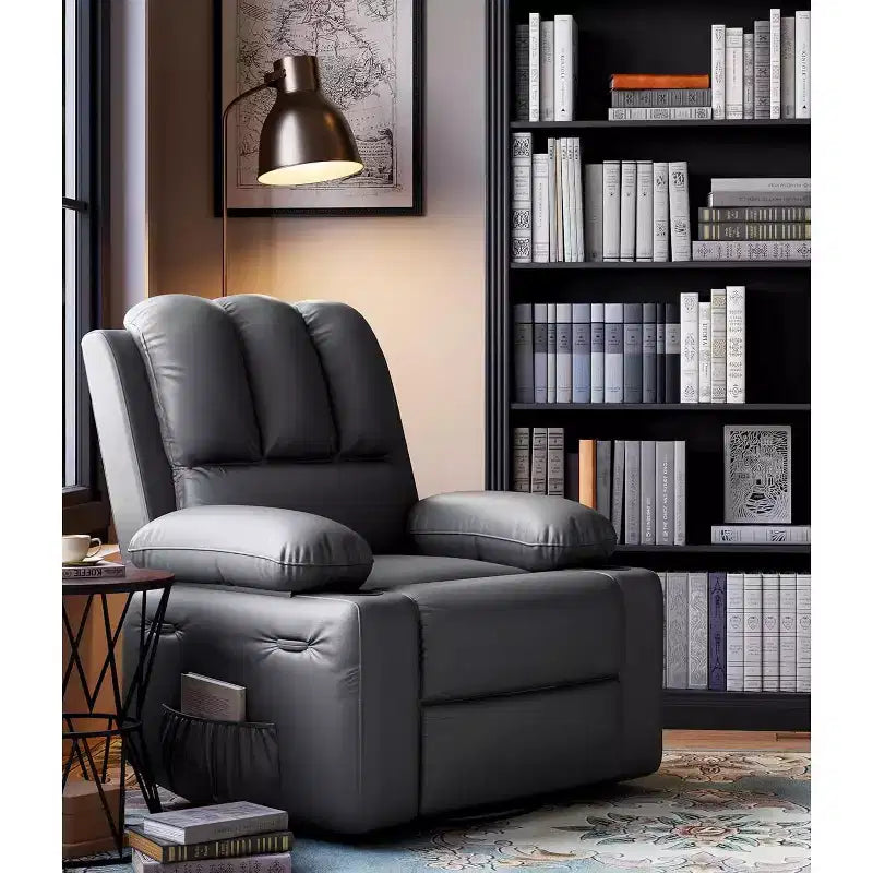 Sillón reclinable manual extragrande de cuero, asiento reclinable clásico con soporte lumbar y para brazos, asiento para cine en casa para sala de estar, dormitorio, guardería