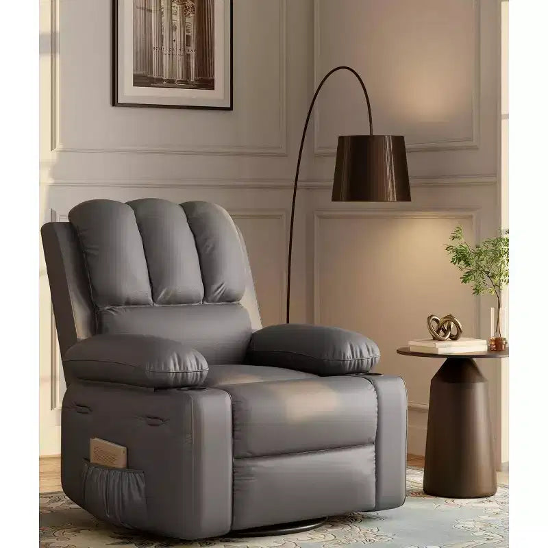 Sillón reclinable manual extragrande de cuero, asiento reclinable clásico con soporte lumbar y para brazos, asiento para cine en casa para sala de estar, dormitorio, guardería