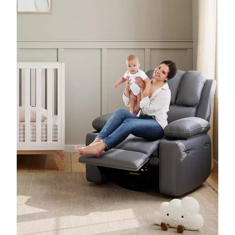 Sillón reclinable manual extragrande de cuero, asiento reclinable clásico con soporte lumbar y para brazos, asiento para cine en casa para sala de estar, dormitorio, guardería