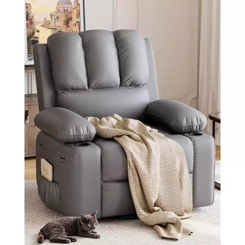 Sillón reclinable manual extragrande de cuero, asiento reclinable clásico con soporte lumbar y para brazos, asiento para cine en casa para sala de estar, dormitorio, guardería