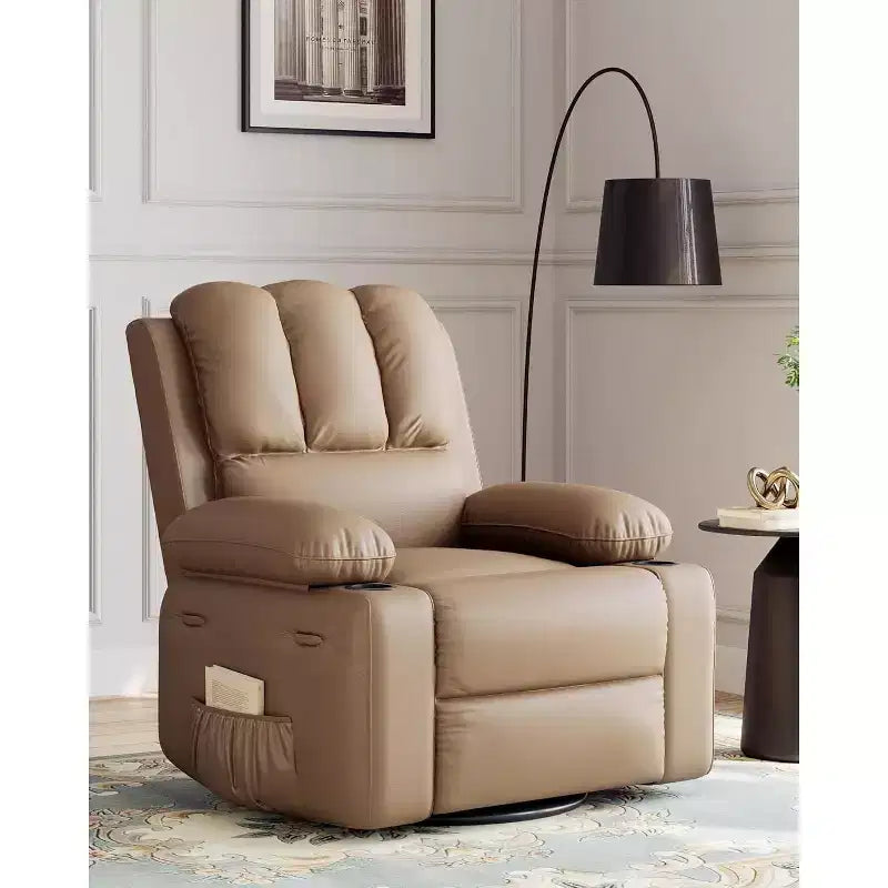 Sillón reclinable manual extragrande de cuero, asiento reclinable clásico con soporte lumbar y para brazos, asiento para cine en casa para sala de estar, dormitorio, guardería