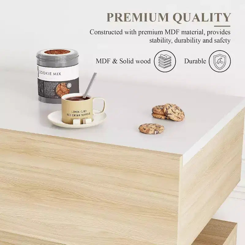 Mueble de Café, 3 Cajones, Estante Ajustable, para Comedor, Sala de Estar, Cocina