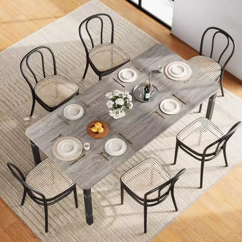 Mesa de Comedor Industrial Larga para 6-8, Mesa de Cocina Rectangular de Madera con Estructura de Metal Reforzado Estilo Granja Moderna para Comedor Cocina
