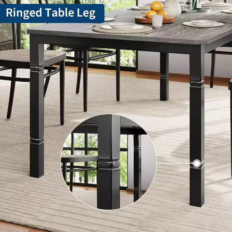 Mesa de Comedor Industrial Larga para 6-8, Mesa de Cocina Rectangular de Madera con Estructura de Metal Reforzado Estilo Granja Moderna para Comedor Cocina
