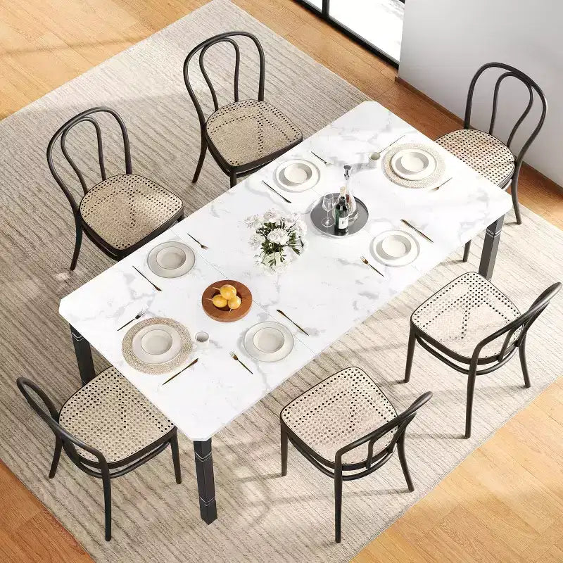 Mesa de Comedor Industrial Larga para 6-8, Mesa de Cocina Rectangular de Madera con Estructura de Metal Reforzado Estilo Granja Moderna para Comedor Cocina