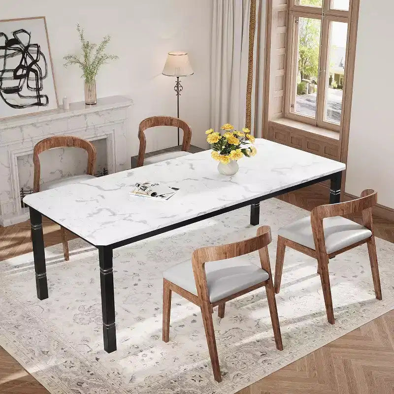 Mesa de Comedor Industrial Larga para 6-8, Mesa de Cocina Rectangular de Madera con Estructura de Metal Reforzado Estilo Granja Moderna para Comedor Cocina