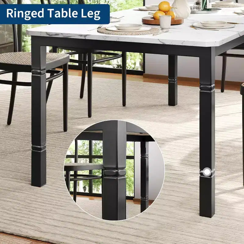 Mesa de Comedor Industrial Larga para 6-8, Mesa de Cocina Rectangular de Madera con Estructura de Metal Reforzado Estilo Granja Moderna para Comedor Cocina
