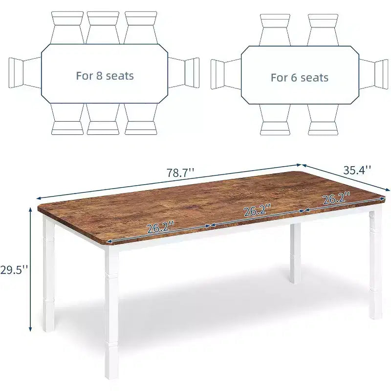 Mesa de Comedor Industrial Larga para 6-8, Mesa de Cocina Rectangular de Madera con Estructura de Metal Reforzado Estilo Granja Moderna para Comedor Cocina