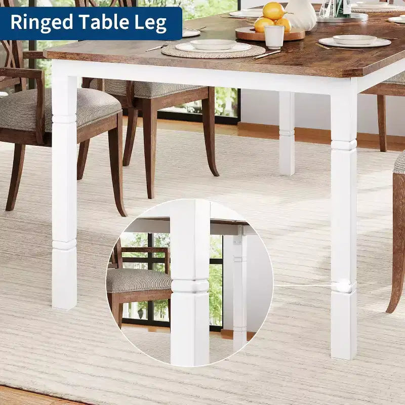Mesa de Comedor Industrial Larga para 6-8, Mesa de Cocina Rectangular de Madera con Estructura de Metal Reforzado Estilo Granja Moderna para Comedor Cocina