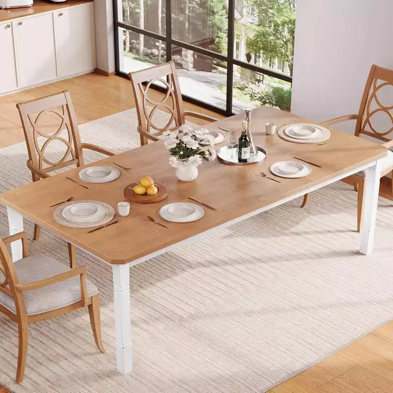 Mesa de Comedor Industrial Larga para 6-8, Mesa de Cocina Rectangular de Madera con Estructura de Metal Reforzado Estilo Granja Moderna para Comedor Cocina