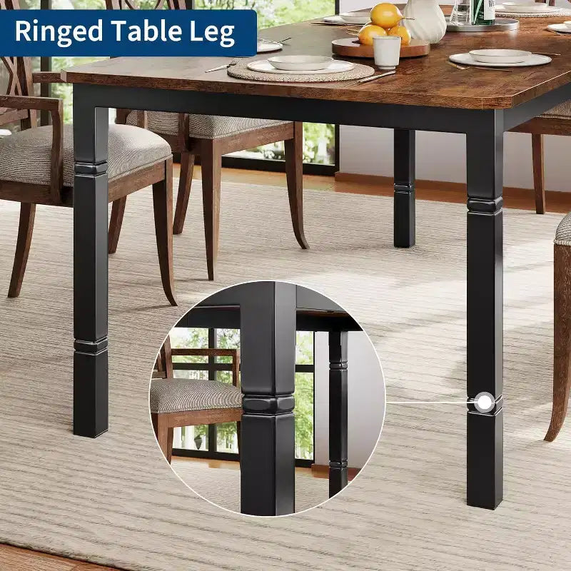 Mesa de Comedor Industrial Larga para 6-8, Mesa de Cocina Rectangular de Madera con Estructura de Metal Reforzado Estilo Granja Moderna para Comedor Cocina