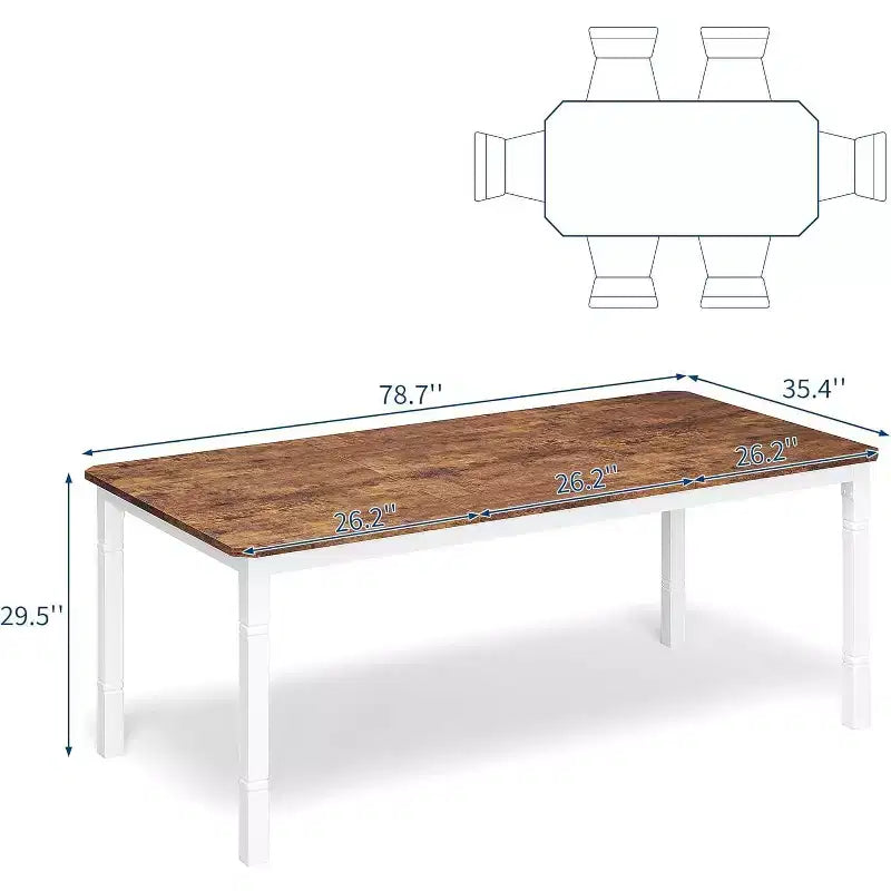 Mesa de Comedor Industrial Larga para 6-8, Mesa de Cocina Rectangular de Madera con Estructura de Metal Reforzado Estilo Granja Moderna para Comedor Cocina