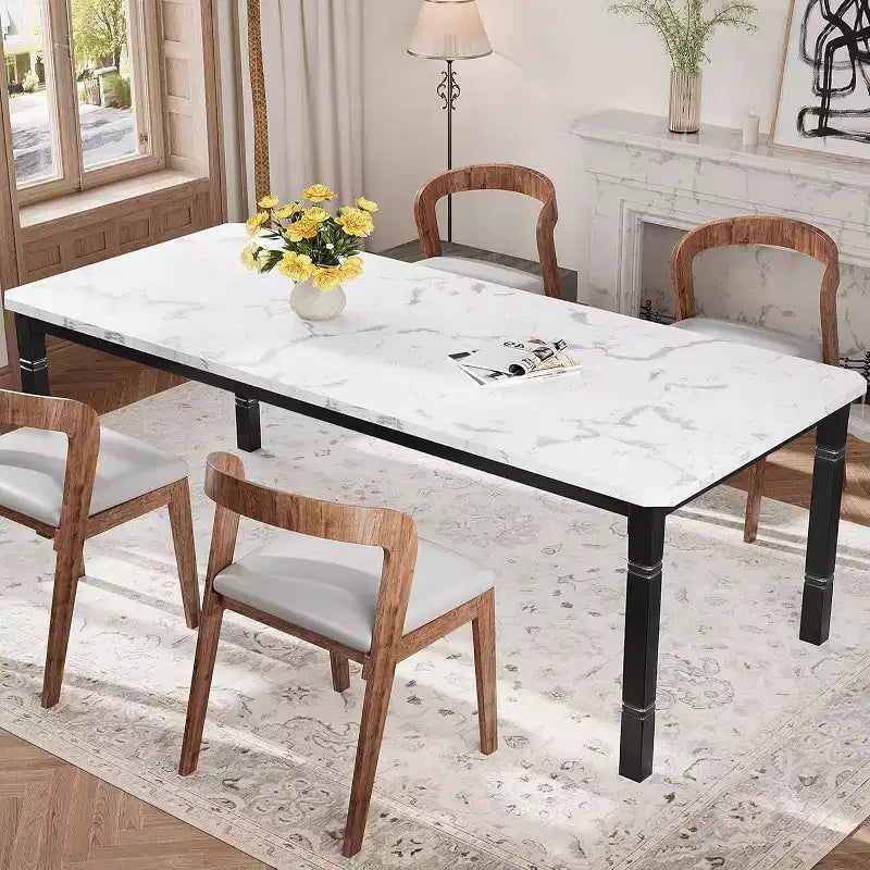Mesa de Comedor Industrial Larga para 6-8, Mesa de Cocina Rectangular de Madera con Estructura de Metal Reforzado Estilo Granja Moderna para Comedor Cocina