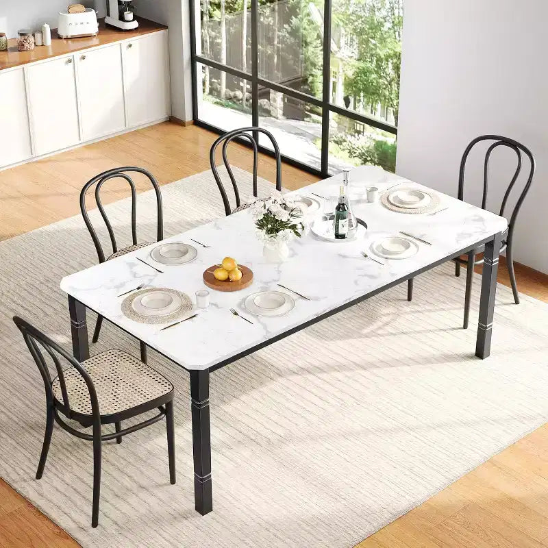 Mesa de Comedor Industrial Larga para 6-8, Mesa de Cocina Rectangular de Madera con Estructura de Metal Reforzado Estilo Granja Moderna para Comedor Cocina