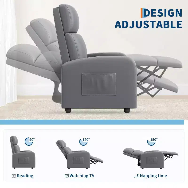 Comfortable Support Single Recliner Armchair  Adjustable Backrest & Footrest  Linen-Look Upholstery  Ideal for Living Room & Bedroom