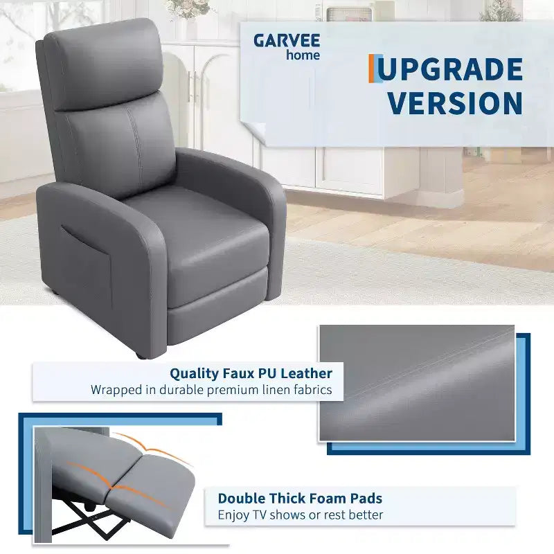 Comfortable Support Single Recliner Armchair  Adjustable Backrest & Footrest  Linen-Look Upholstery  Ideal for Living Room & Bedroom