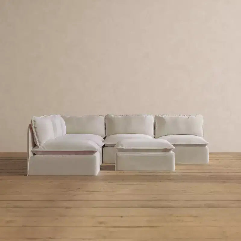 Anabei Sofá Seccional Modular Esquinero Abierto de 5 Plazas Lavable + Otomana | Asiento Memorix+ y Almohada Contorneada