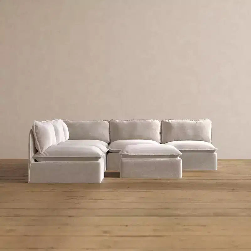 Anabei Sofá Seccional Modular Esquinero Abierto de 5 Plazas Lavable + Otomana | Asiento Memorix+ y Almohada Contorneada