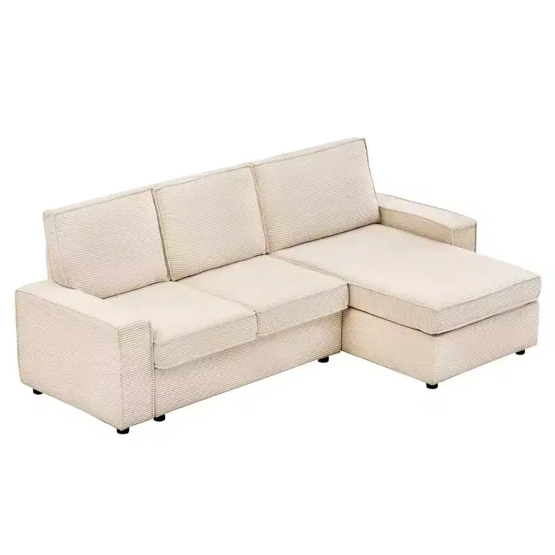 L-Shaped Modular Sectional Sofa, Deep Seat Corduroy Cloud Couch with Chaise, Convertible for Living Room Office
