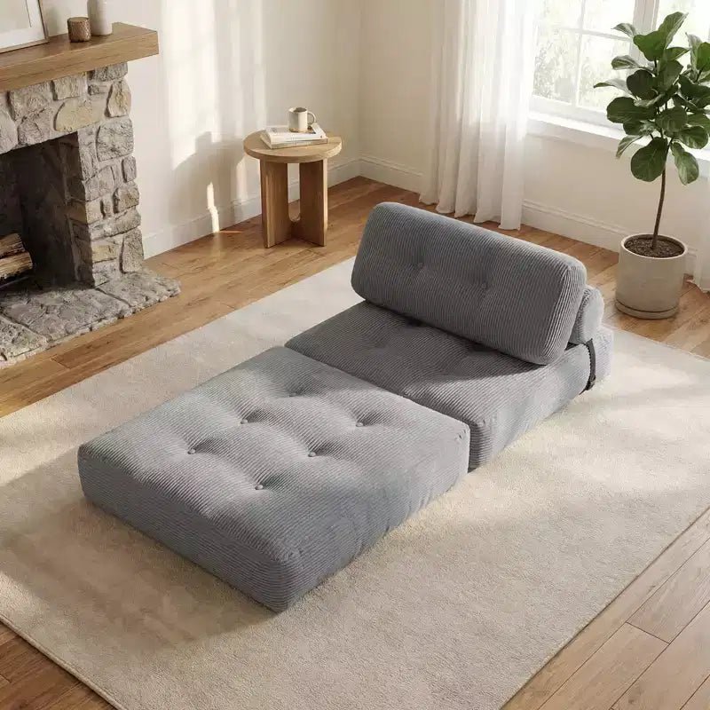 Costway Folding Sofa Bed, Convertible Sleeper Chair with Pillow Back Support Corduroy Cover Beige/ Black/ Gray/ Navy Blue/ Pink