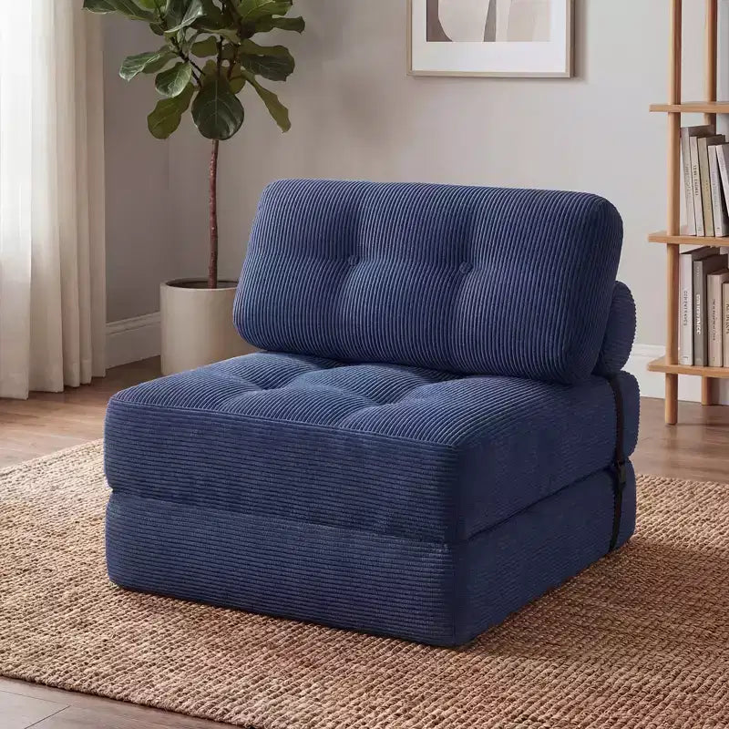 Costway Folding Sofa Bed, Convertible Sleeper Chair with Pillow Back Support Corduroy Cover Beige/ Black/ Gray/ Navy Blue/ Pink