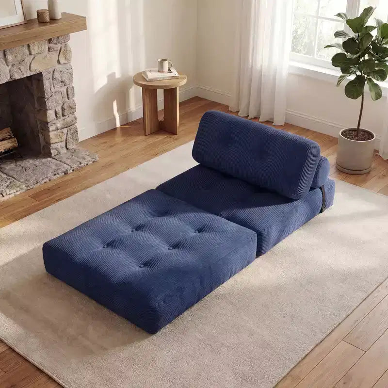 Costway Folding Sofa Bed, Convertible Sleeper Chair with Pillow Back Support Corduroy Cover Beige/ Black/ Gray/ Navy Blue/ Pink