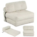 Costway Folding Sofa Bed, Convertible Sleeper Chair with Pillow Back Support Corduroy Cover Beige/ Black/ Gray/ Navy Blue/ Pink
