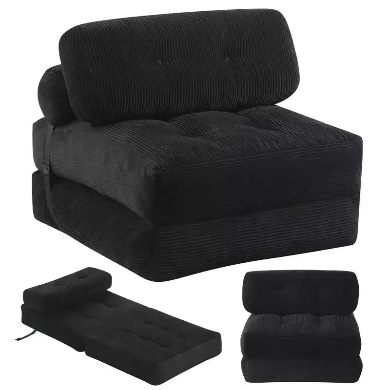 Canapé-lit pliant Costway, fauteuil-lit convertible avec dossier à oreiller, revêtement en velours côtelé beige/noir/gris/bleu marine/rose