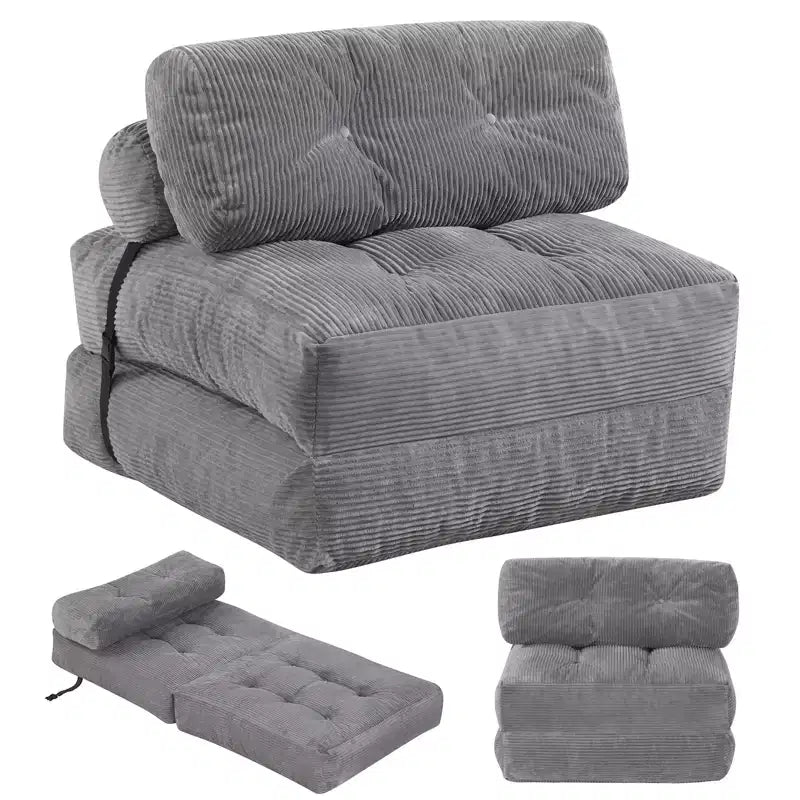 Canapé-lit pliant Costway, fauteuil-lit convertible avec dossier à oreiller, revêtement en velours côtelé beige/noir/gris/bleu marine/rose
