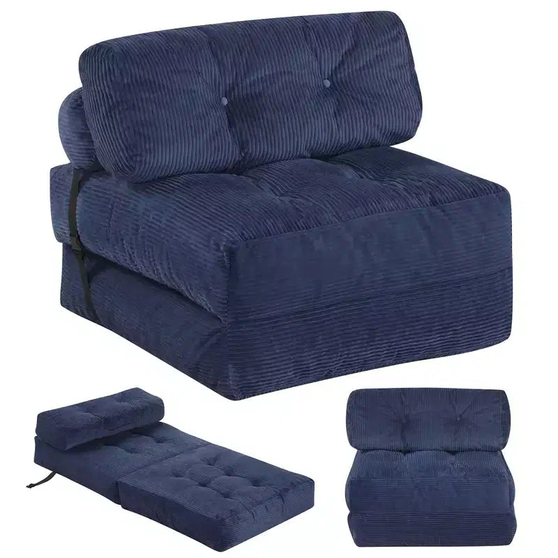 Canapé-lit pliant Costway, fauteuil-lit convertible avec dossier à oreiller, revêtement en velours côtelé beige/noir/gris/bleu marine/rose