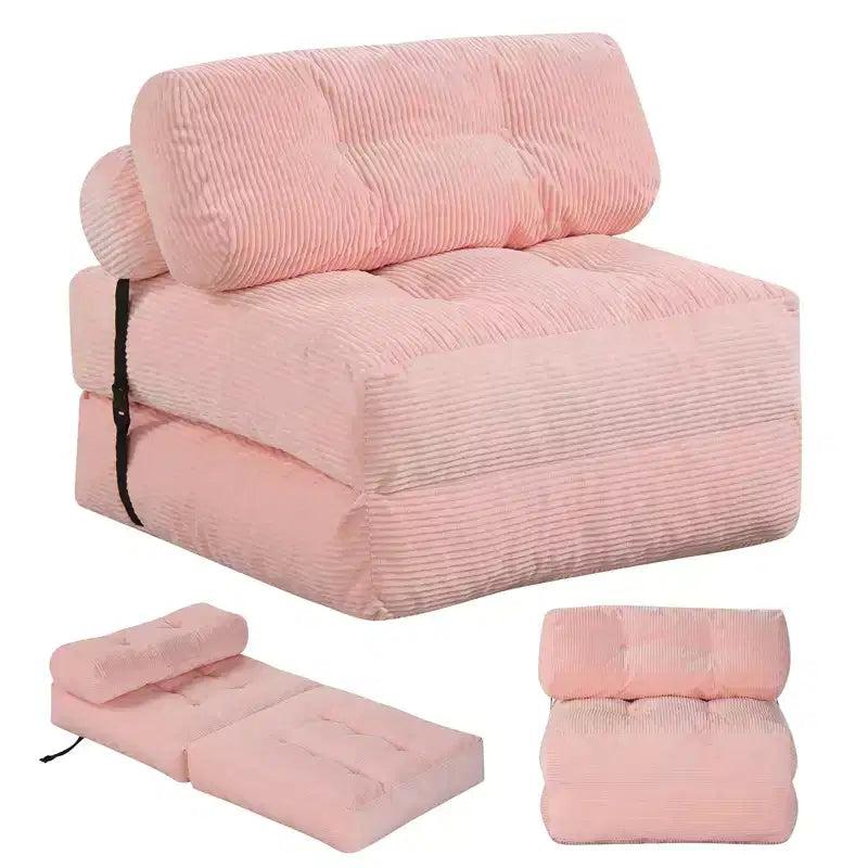Canapé-lit pliant Costway, fauteuil-lit convertible avec dossier à oreiller, revêtement en velours côtelé beige/noir/gris/bleu marine/rose