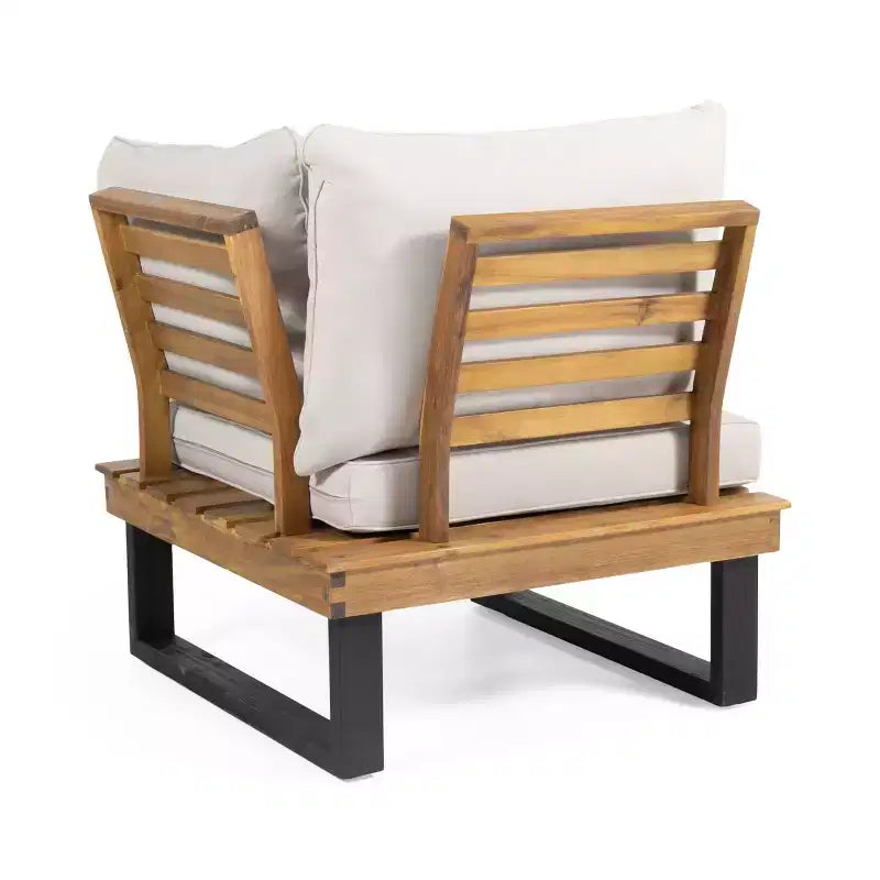 Sofá seccional de exterior en forma de L, juego de salón de ocio para patio, juego de asientos de conversación para jardín con mesa de centro y cojín resistente al agua - ModernLuxe