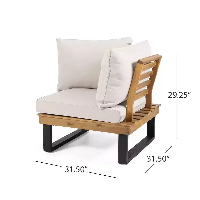 Sofá seccional de exterior en forma de L, juego de salón de ocio para patio, juego de asientos de conversación para jardín con mesa de centro y cojín resistente al agua - ModernLuxe