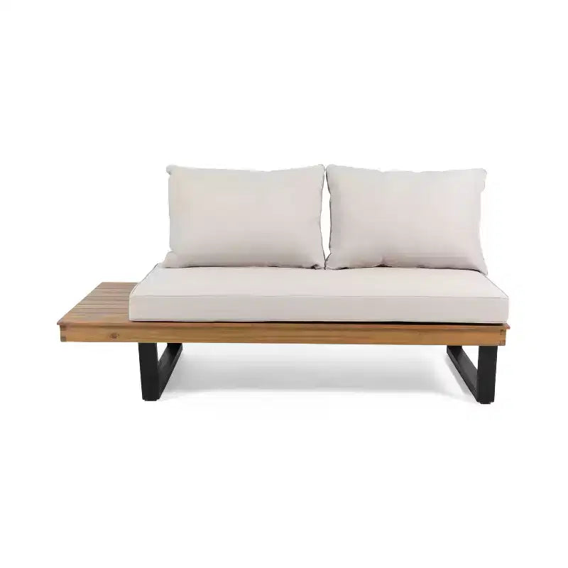 Sofá seccional de exterior en forma de L, juego de salón de ocio para patio, juego de asientos de conversación para jardín con mesa de centro y cojín resistente al agua - ModernLuxe