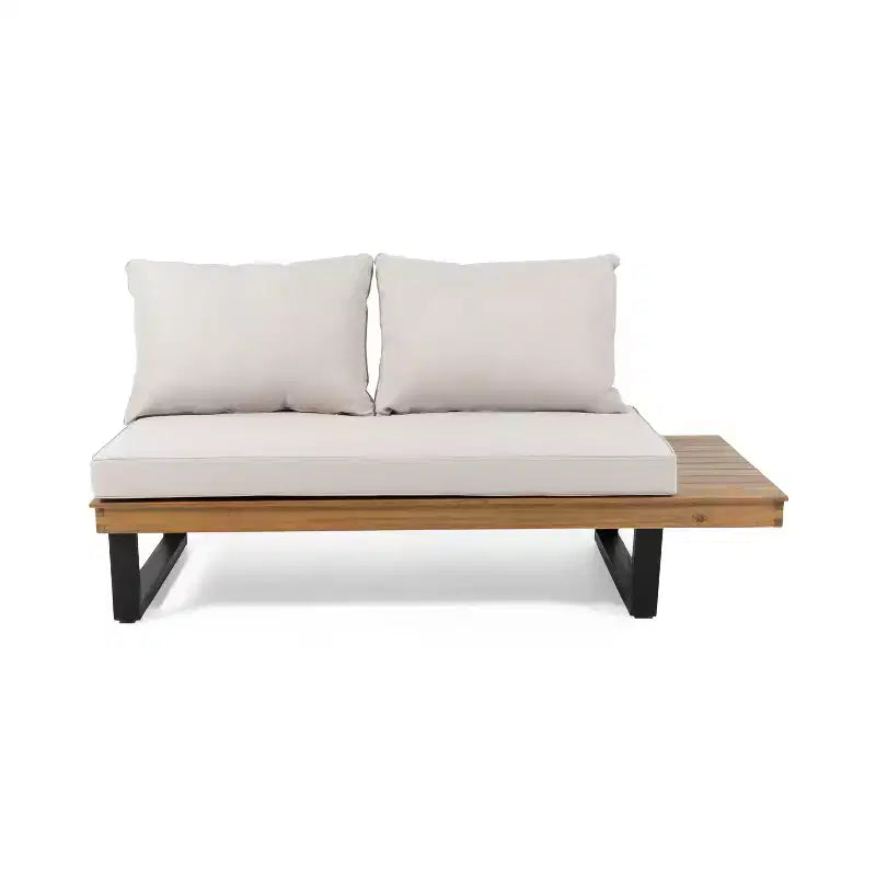 Sofá seccional de exterior en forma de L, juego de salón de ocio para patio, juego de asientos de conversación para jardín con mesa de centro y cojín resistente al agua - ModernLuxe