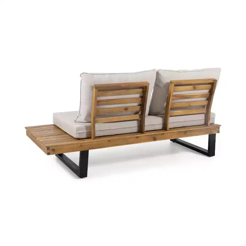 Sofá seccional de exterior en forma de L, juego de salón de ocio para patio, juego de asientos de conversación para jardín con mesa de centro y cojín resistente al agua - ModernLuxe