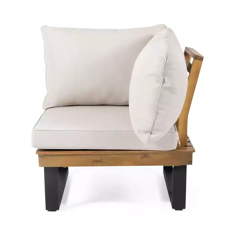 Sofá seccional de exterior en forma de L, juego de salón de ocio para patio, juego de asientos de conversación para jardín con mesa de centro y cojín resistente al agua - ModernLuxe
