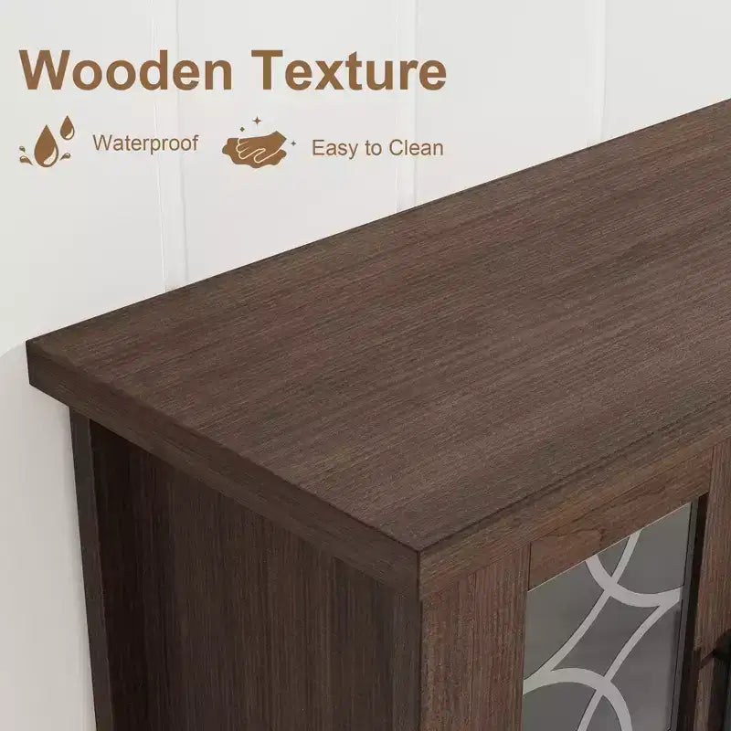 Mueble de TV de 65" estilo rústico para televisores de hasta 70" - Centro de entretenimiento moderno de mediados de siglo con 2 puertas de vidrio y 3 cajones - Consola multimedia de madera