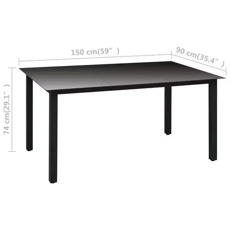 vidaXL Juego de comedor grande de ratán PE negro y marrón, aluminio, WPC