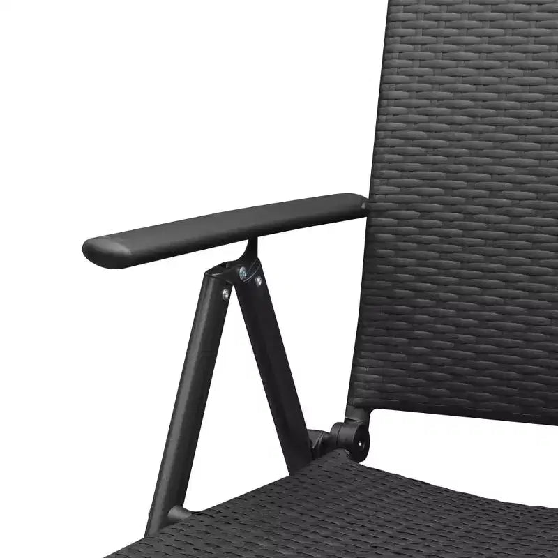 vidaXL Set de comedor Negro Ratán PE, vidrio, aluminio Estándar Plegable