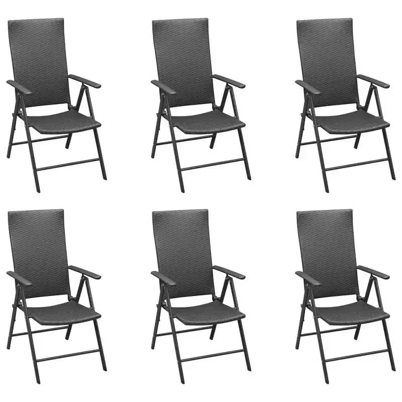 vidaXL Set de comedor Negro Ratán PE, vidrio, aluminio Estándar Plegable