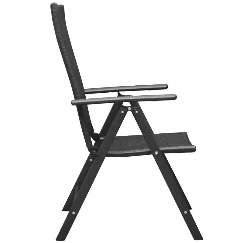 vidaXL Set de comedor Negro Ratán PE, vidrio, aluminio Estándar Plegable